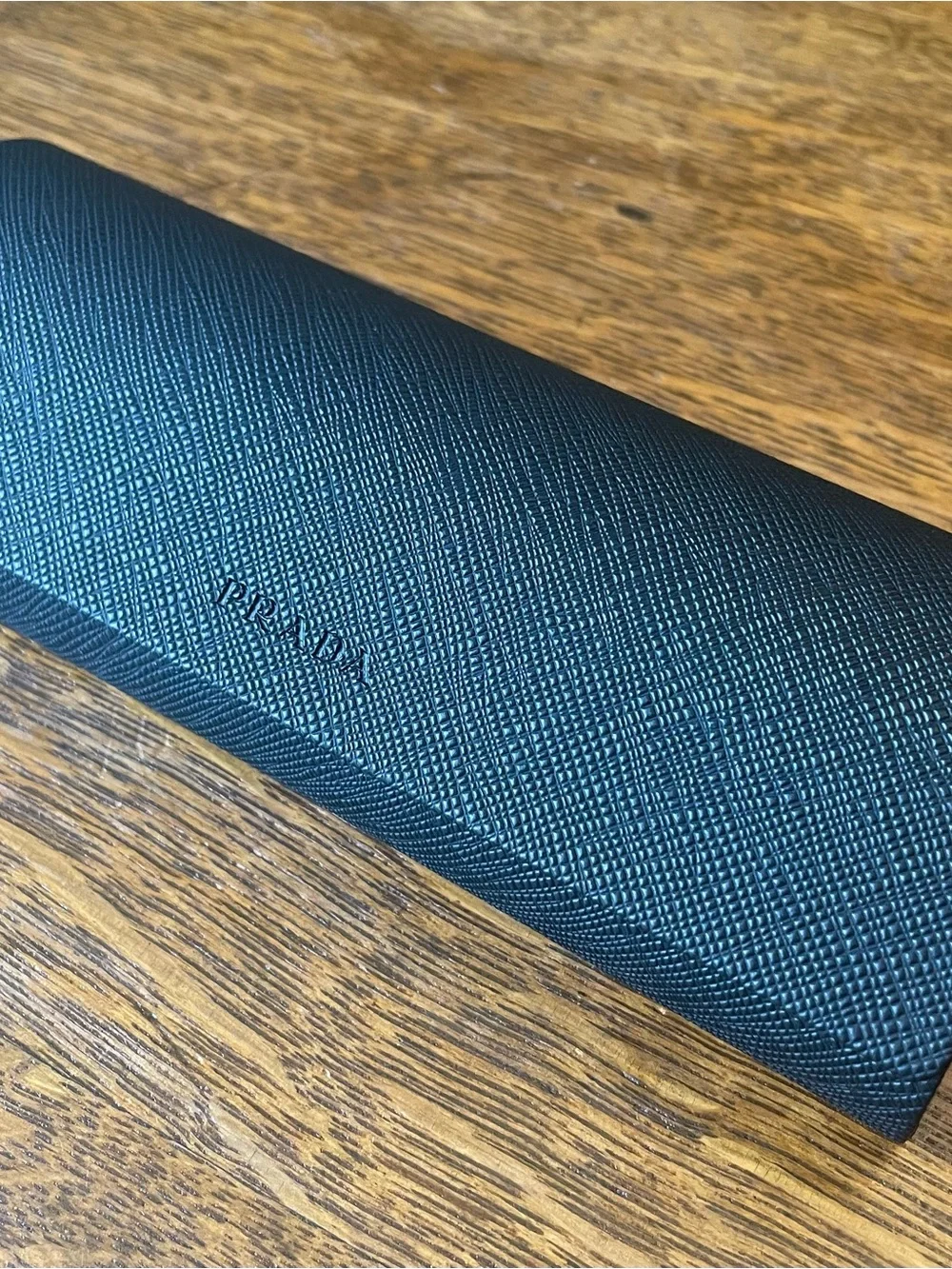 PRADA Black Saffiano Textured Leather Hard Sunglasses Glasses Case UNISEX ?